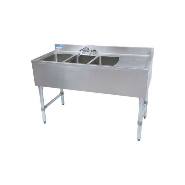 Bk Resources BK Resources Stainless Steel 3 Comp Underbar Sink 48"OAL, Right Drainboard UB4-21-348RS - main